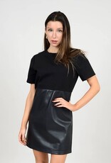 RD Style Mackenzie Combination Ponte Faux Leather Skirt Dress