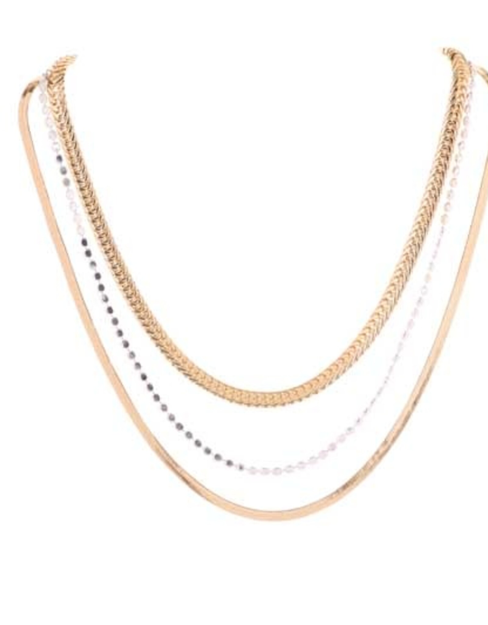 Merx Inc. Merx Fashion Necklace Shiny Gold+Shiny Silver(middle) 45+7cm