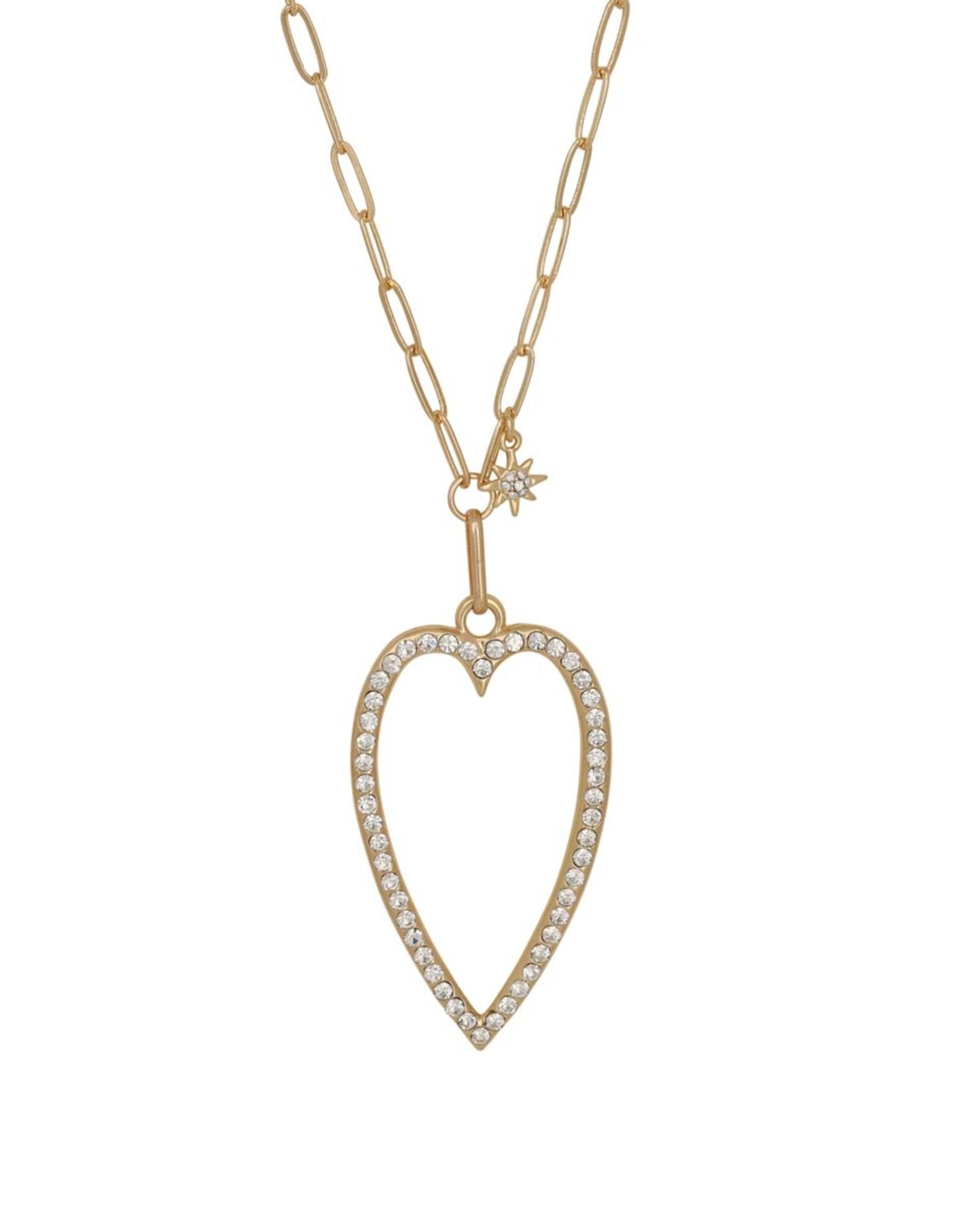 Merx Inc. Merx Fashion Necklace Shiny Gold+ Crystal 80+7cm