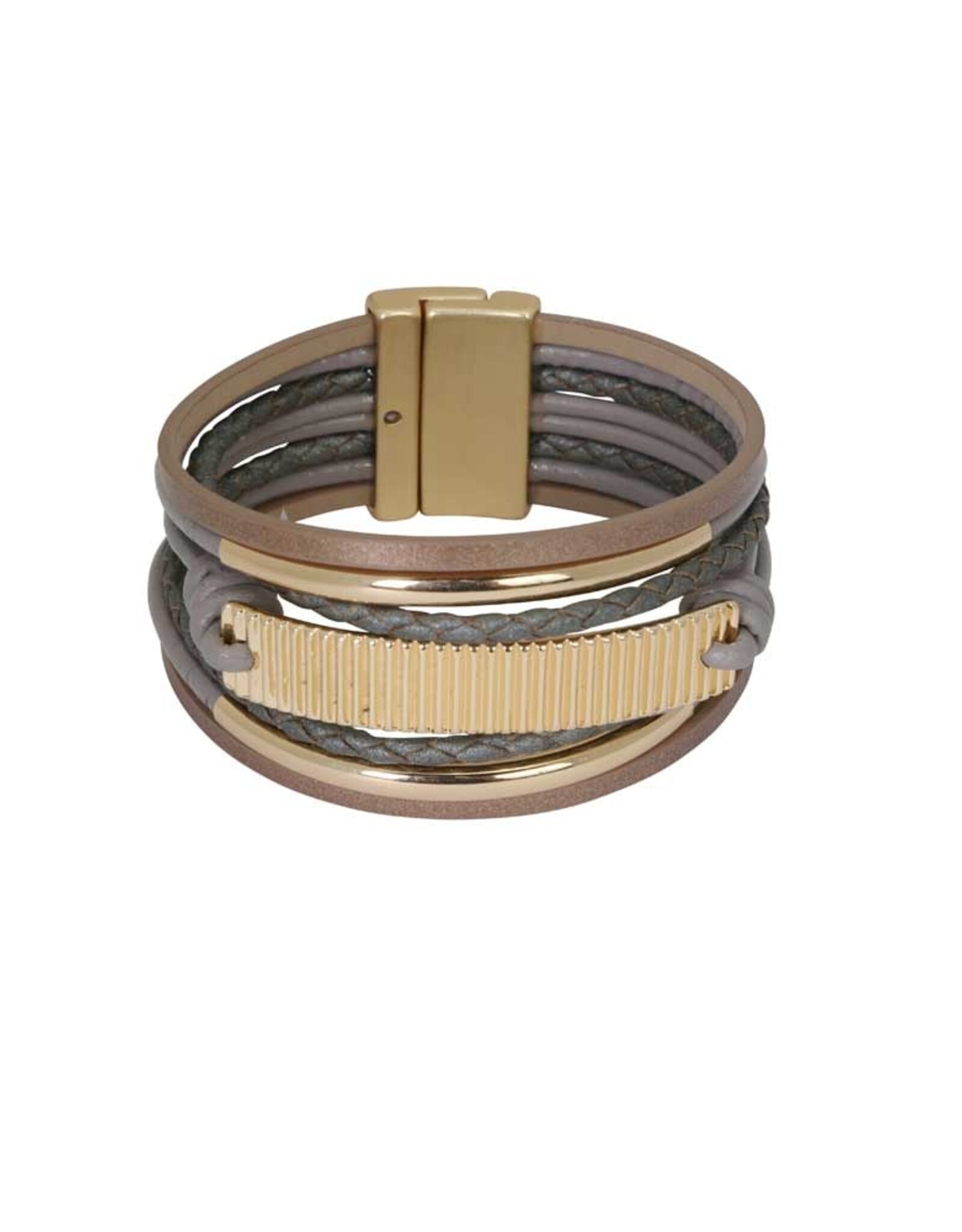 Merx Inc. Merx Fashion Bracelet Shiny Gold + Light Matt KC Gold + Taupe (19cm)