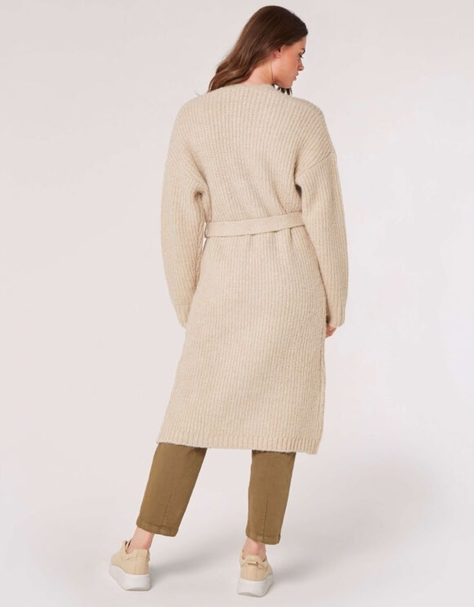 Apricot Apricot Luxe Fisherman Knit In Longline Cardigan