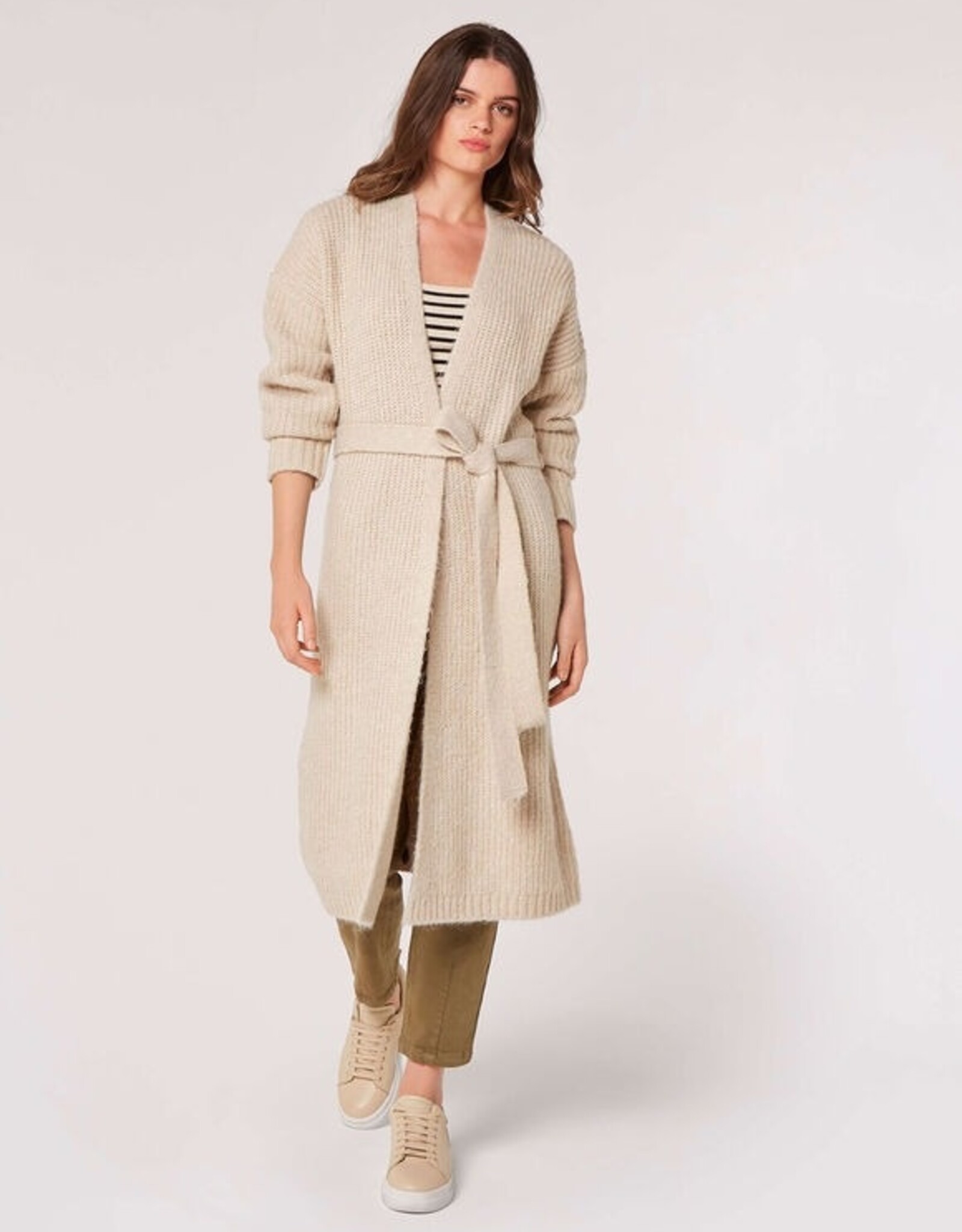 Apricot Apricot Luxe Fisherman Knit In Longline Cardigan
