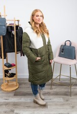 RD Style Olive Long Puffer Coat