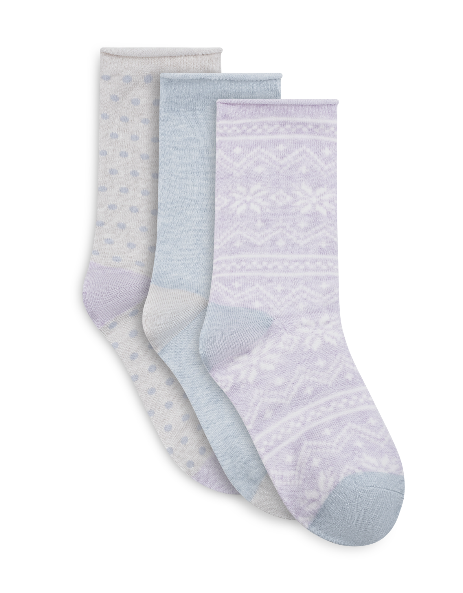 Lemon Loungewear 3Pk Heather Soft Non Terry Crew Grey Pink