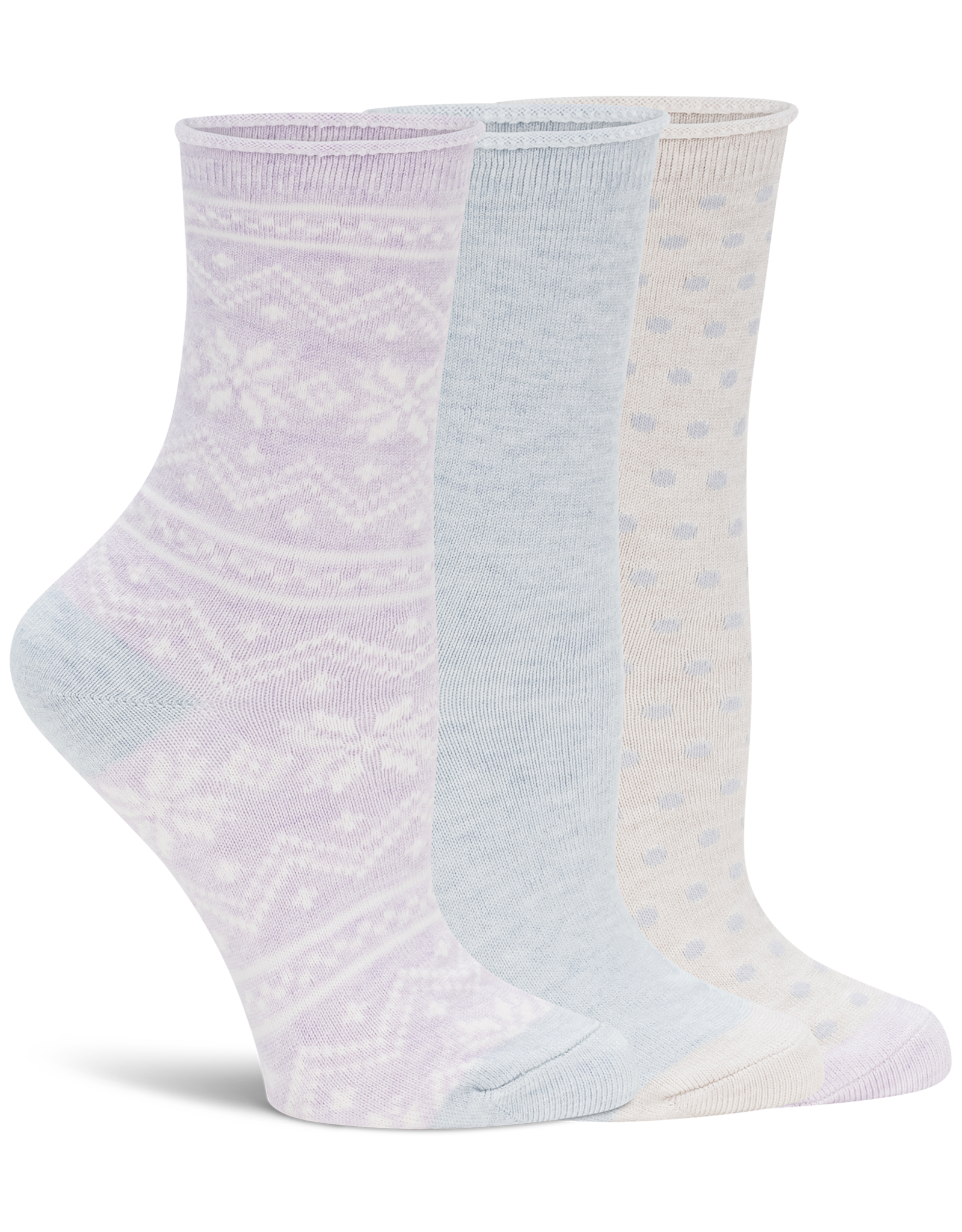 Lemon Loungewear 3Pk Heather Soft Non Terry Crew Grey Pink