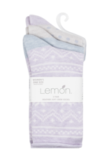 Lemon Loungewear 3Pk Heather Soft Non Terry Crew Grey Pink