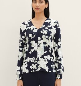 Tom Tailor Block Floral Print V-Neck Top