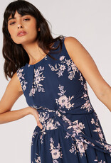Apricot Botanical Silhouette Blooms Chiffon Maxi Dress