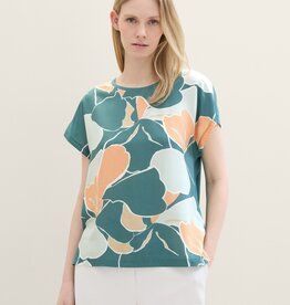 Tom Tailor Floral Print Mixed Fabric Tee