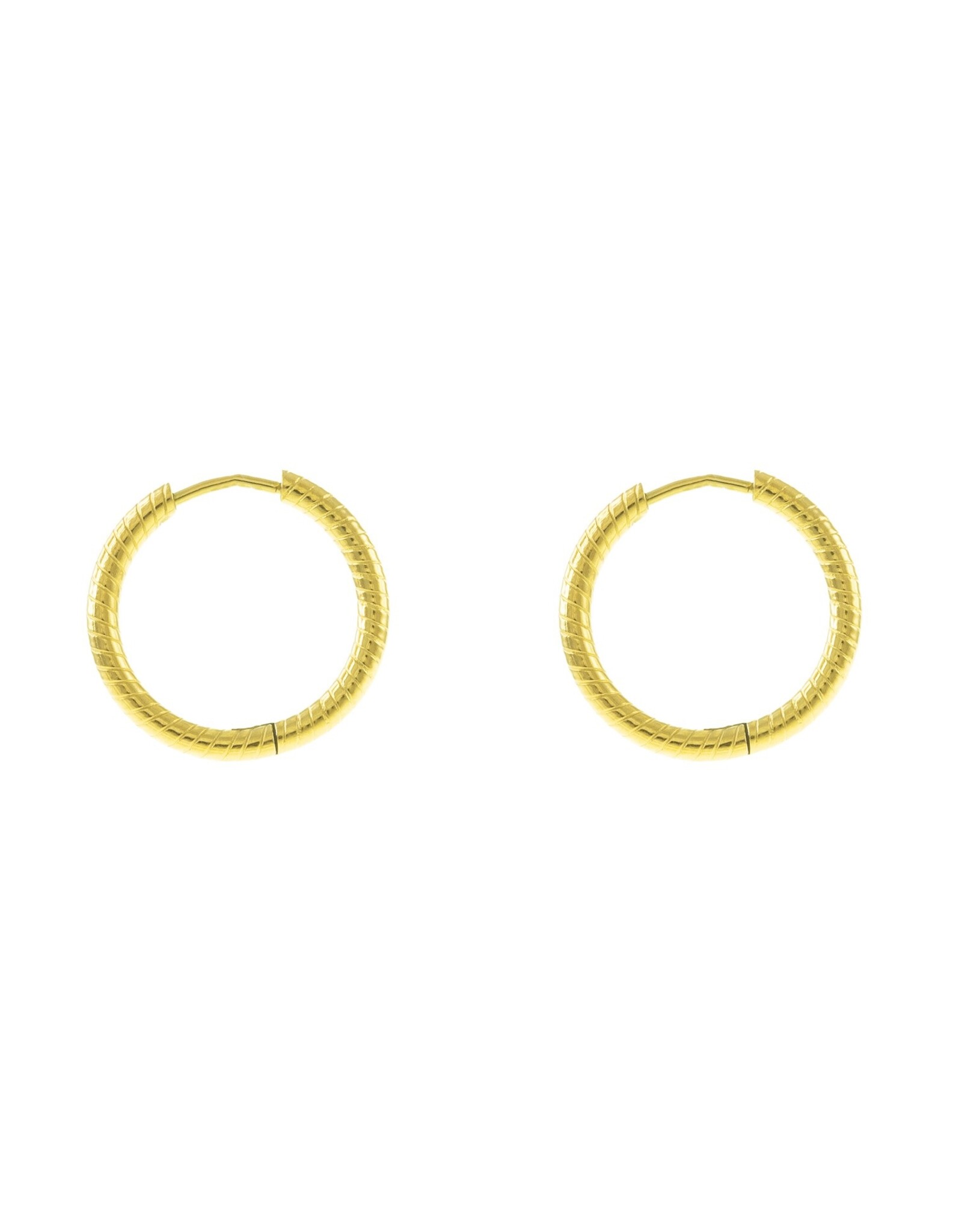 Jackie J 1″| Textured simple hoops Gold