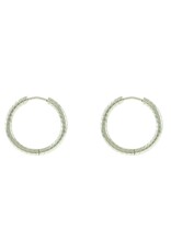 Jackie J 1″| Textured simple hoops Silver