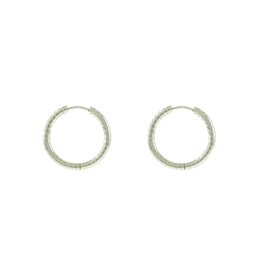 Jackie J 1″| Textured simple hoops Silver