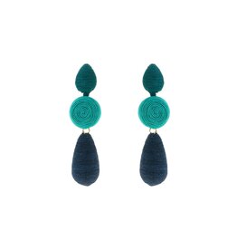 Jackie J 3″ Earrings with three geo shapes Blue