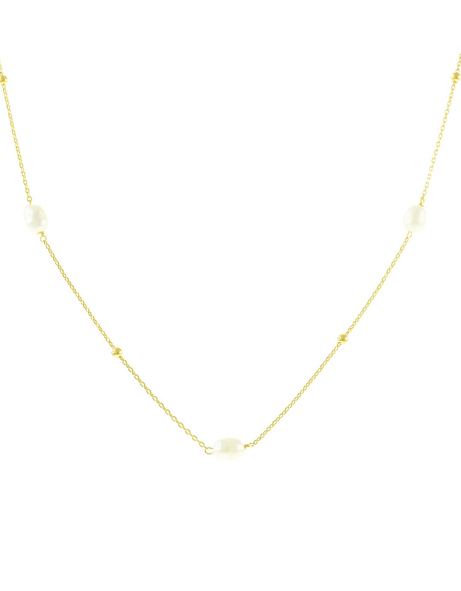 Jackie J 15″+2″|Delicate ball chain with three fresh water pearl