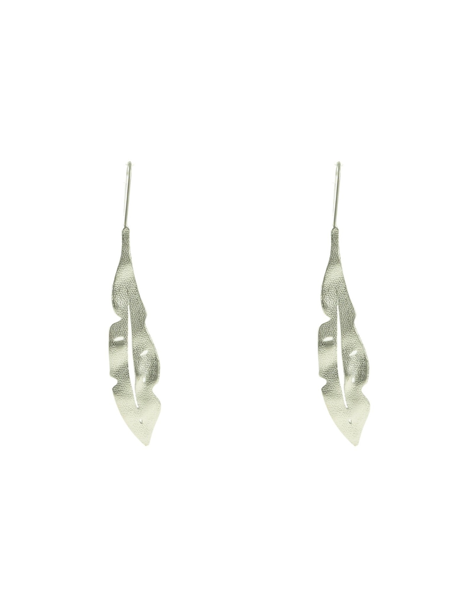 Jackie J 1.75″Leaf hook earrings Silver