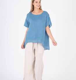 M Made in Italy M Loose Flowing BatWing Linen Top