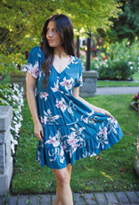 Papillon S/S Floral Tiered Button Front Dress