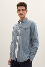 Tom Tailor Mens Rolled Sleeve Textured Shirt