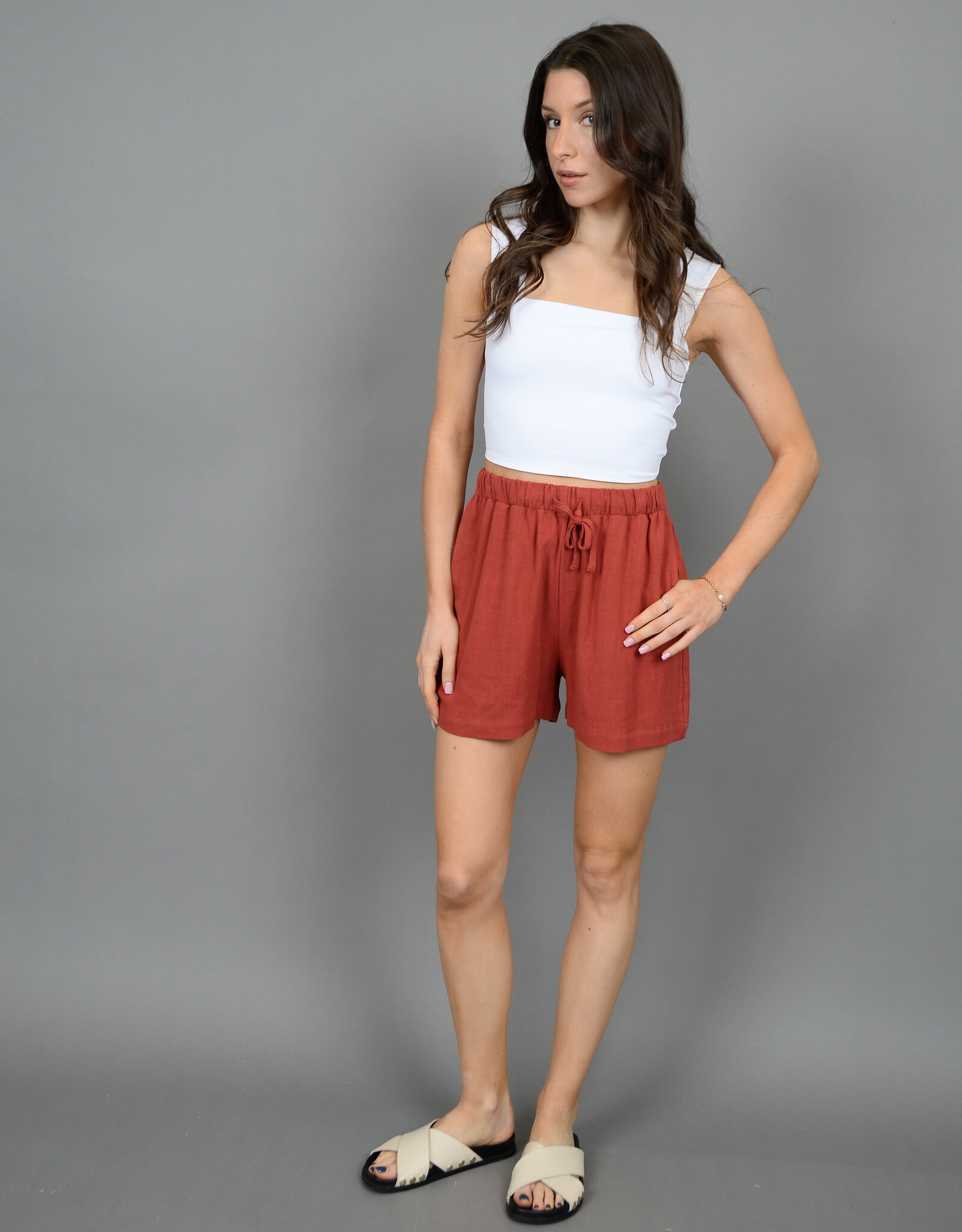 RD Style Sam Linen Shorts w Elastic Waist