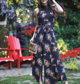 Papillon Floral Crepe Halter Jumpsuit