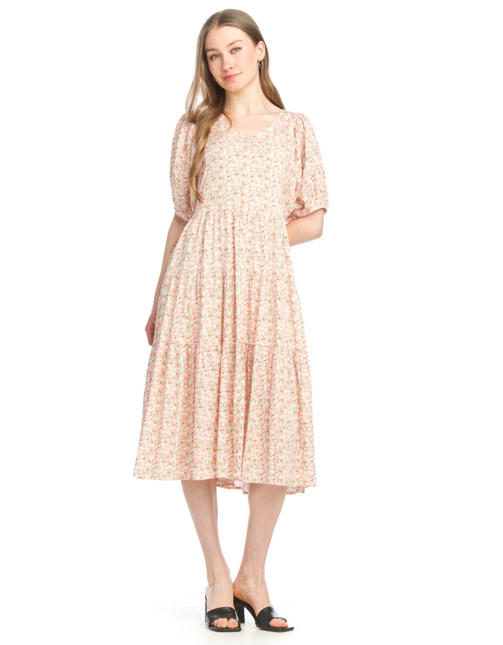 Papillon Ditsy Floral Puff Sleeve Midi Dress