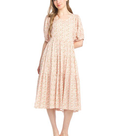 Papillon Ditsy Floral Puff Sleeve Midi Dress