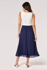 Apricot 1/2 Lace 1/2 Chiffon Midi Dress