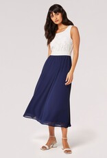 Apricot 1/2 Lace 1/2 Chiffon Midi Dress