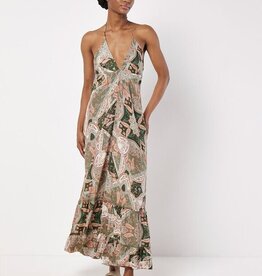 Apricot Scarf Print H/Nk Maxi Dress