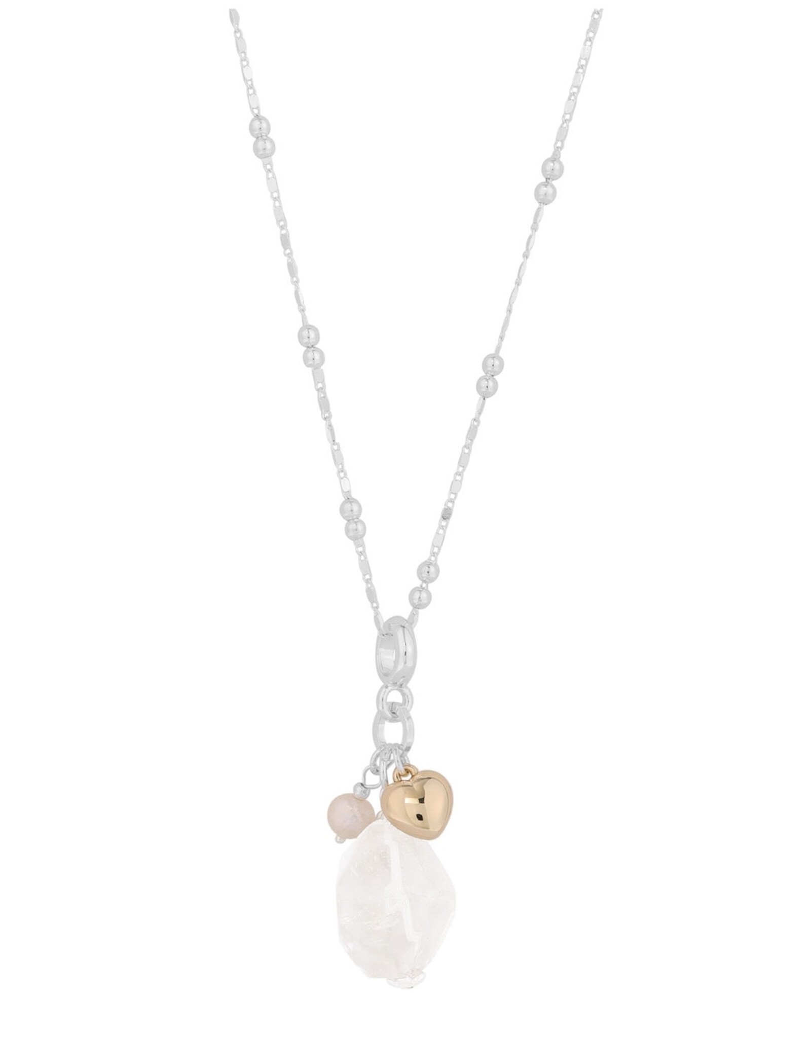 Merx Inc. Merx Gold Heart Stone Pendant 80cm Silver