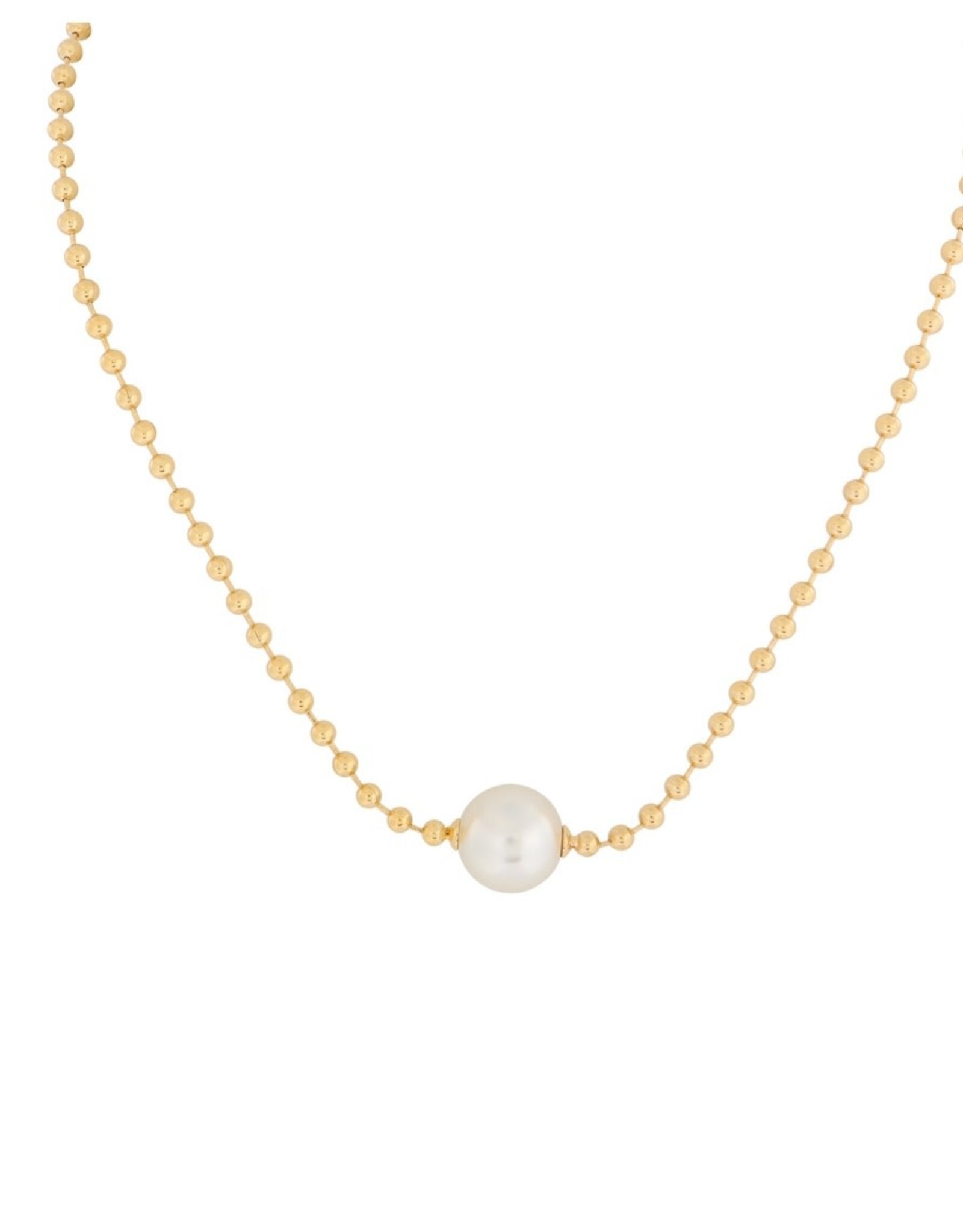 Merx Inc. Merx Ball and Chain Peal Necklace Gold