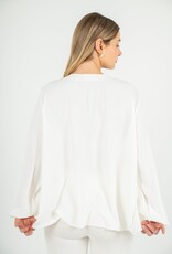 M Made in Italy V-Neck Pin TIck Pleat Blouse