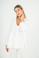 M Made in Italy V-Neck Pin TIck Pleat Blouse
