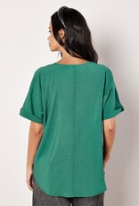Apricot Pleat Detail V-Neck Top