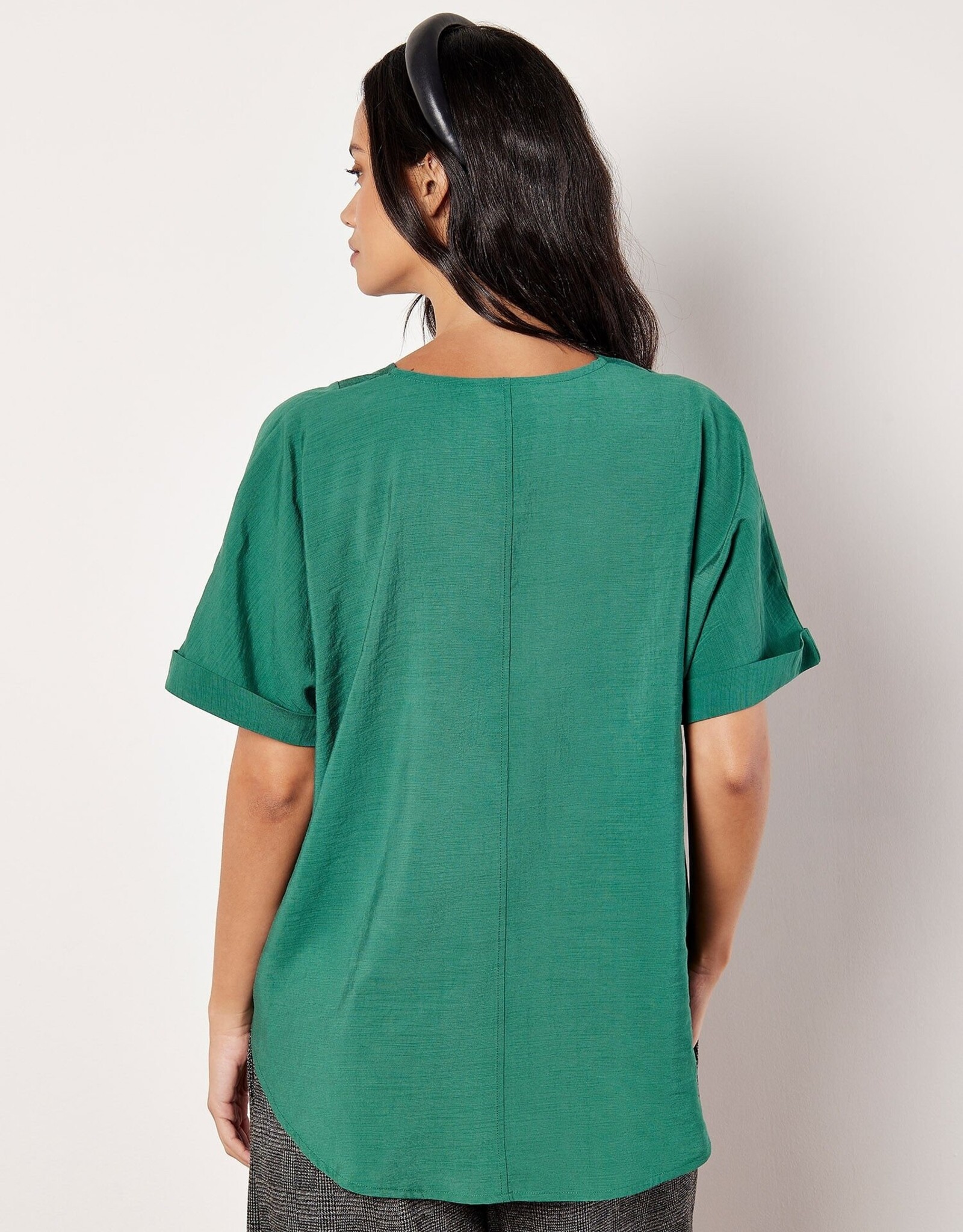 Apricot Pleat Detail V-Neck Top