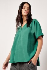 Apricot Pleat Detail V-Neck Top