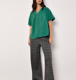 Apricot Pleat Detail V-Neck Top