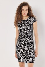 Apricot Abstract Stripe Cap Sleeve Dress