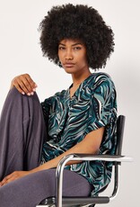 Apricot Lines & Dots Pleat Front Top