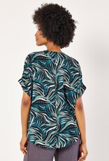 Apricot Lines & Dots Pleat Front Top