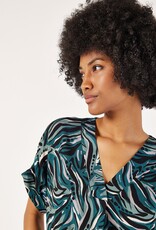 Apricot Lines & Dots Pleat Front Top
