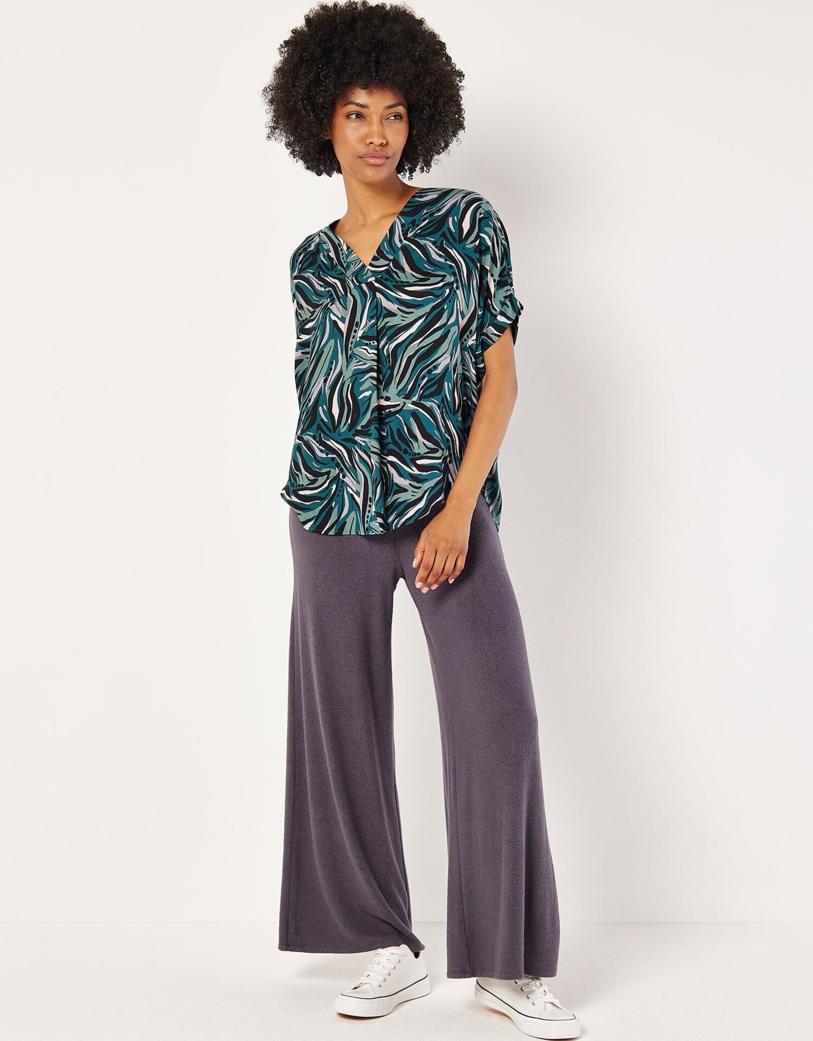 Apricot Lines & Dots Pleat Front Top
