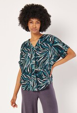 Apricot Lines & Dots Pleat Front Top