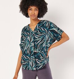 Apricot Lines & Dots Pleat Front Top