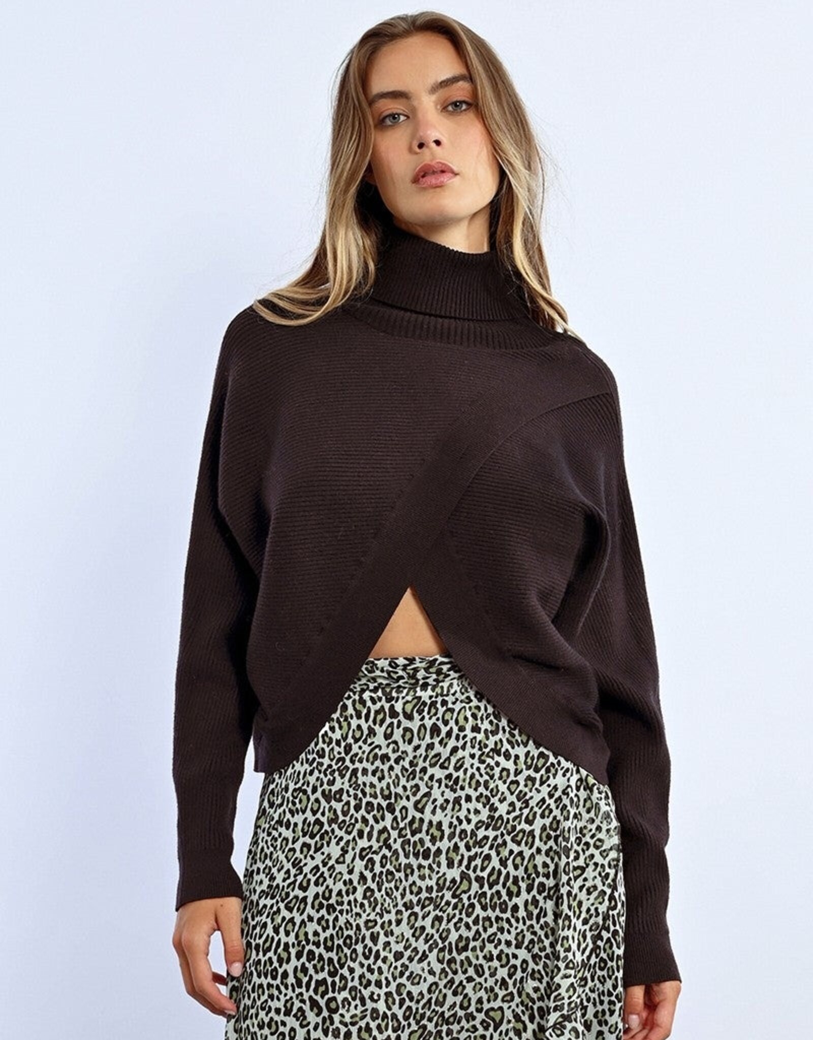 Molly Bracken Front Wrap T-Neck Sweater