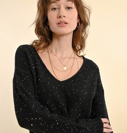 Molly Bracken Lurex V-Neck Sequins Pullover