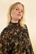Molly Bracken Gold Lurex Print Blouse
