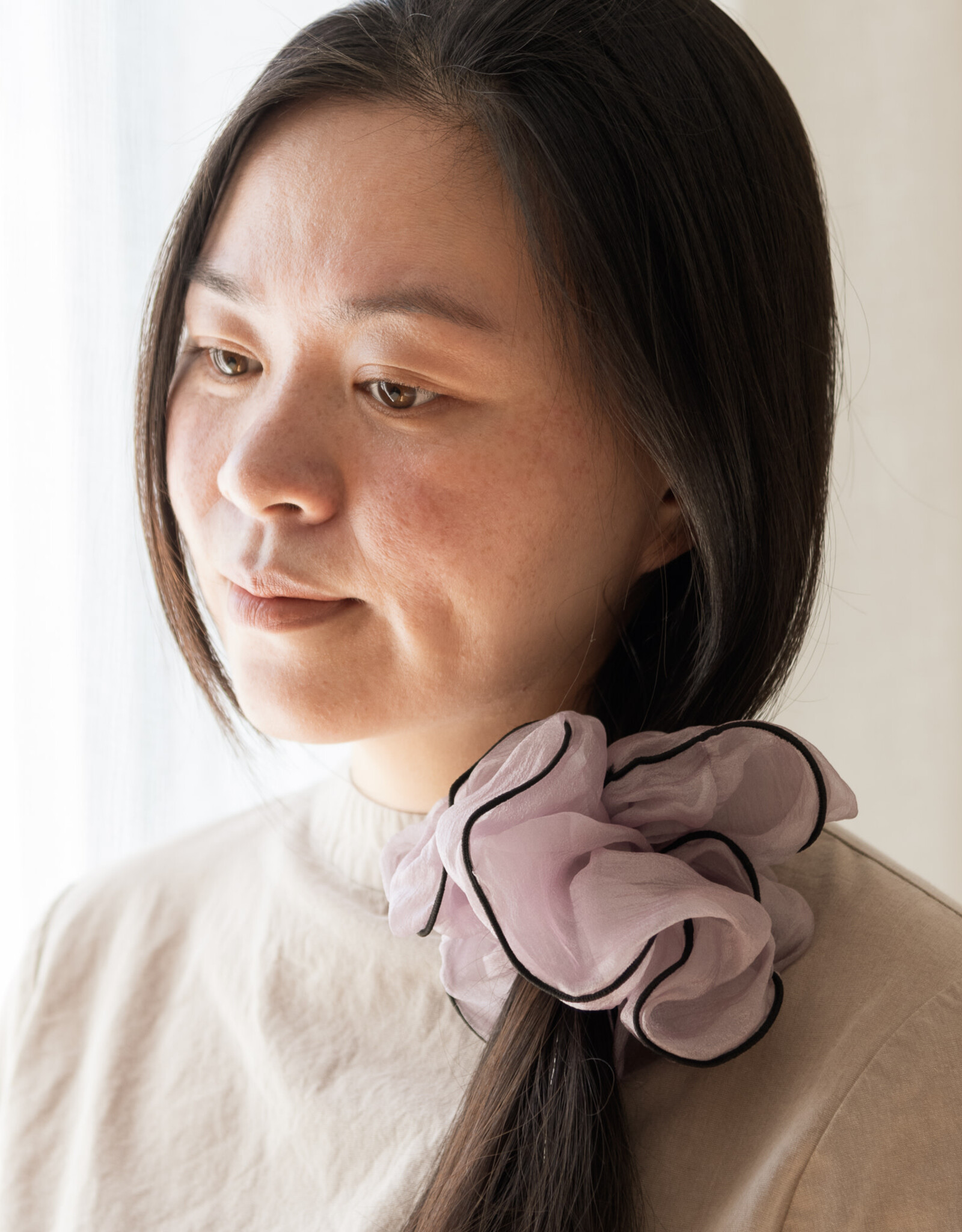 Jackie J Jackie J Sheer scrunchie with black trim  Purple
