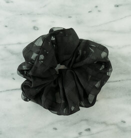 Jackie J Jackie J Checkered see through scrunchie Black