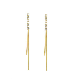 Jackie J Jackie J Dangle earring design with CZ’s and long bars Gold
